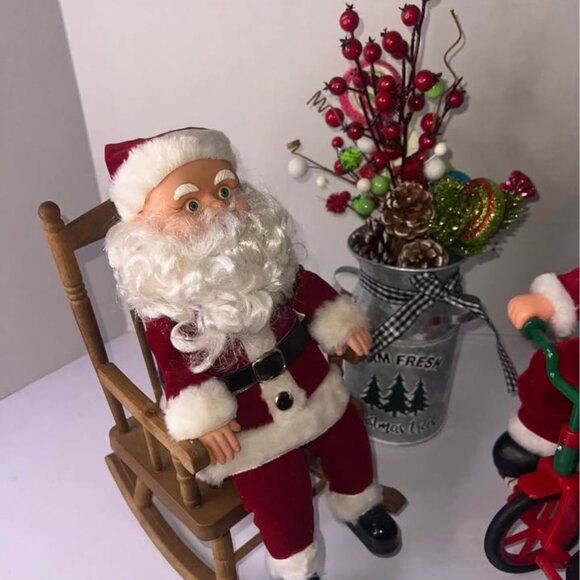 santa Claus riding bike/rocking chair/candy base flower (X) - Picture 2 of 5